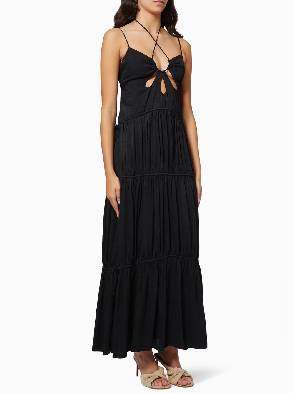 Jonathan Simkhai Black Lina Teardrop Maxi Dress